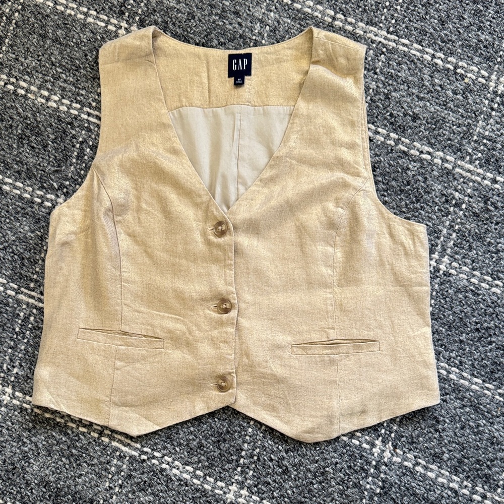 GAP Beige Women's Button-Up Vest